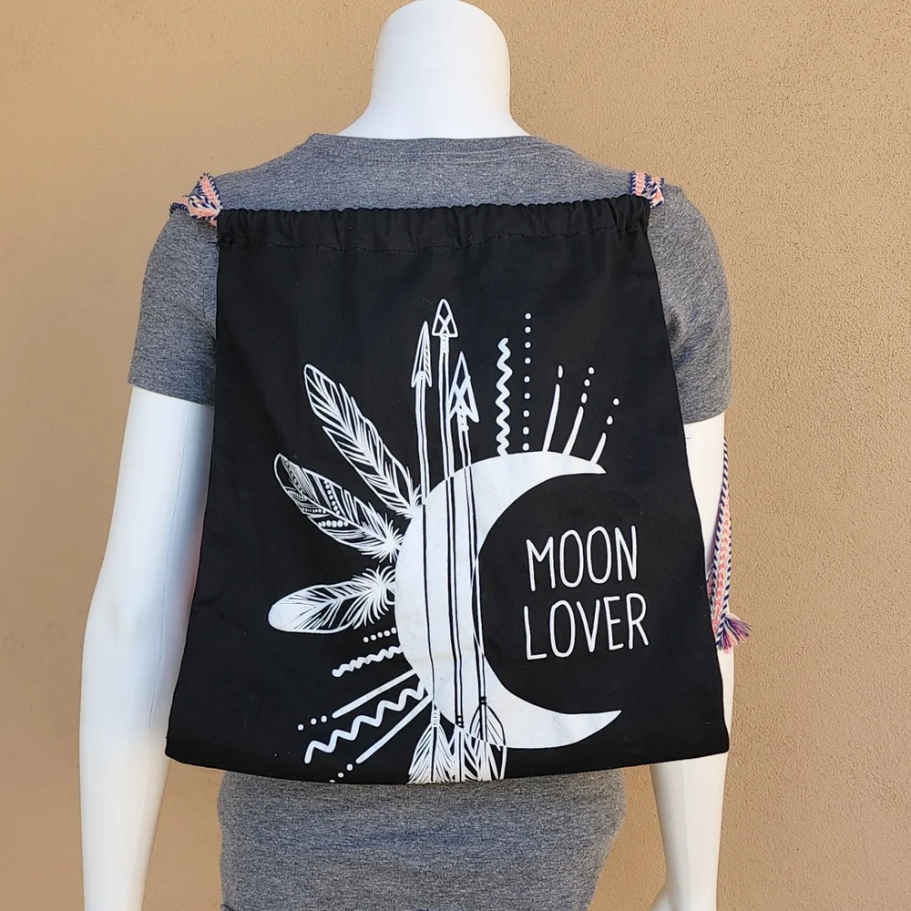 VINTAGE MOON LOVER Cotton Sling Bag Backpack Boho Hippie Festival Travel